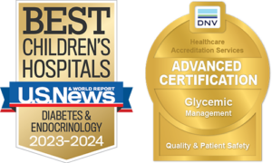 USNWR best hospitals for diabetes & endocrinology and DNV certification for glycemic management are shown